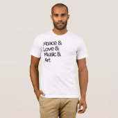 Vrede, liefde, muziek en kunst t-shirt (Voorkant volledig)