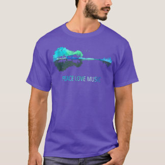 Vrede Liefde Muziek Gitaar Meer Schaduw Hippie mei T-shirt