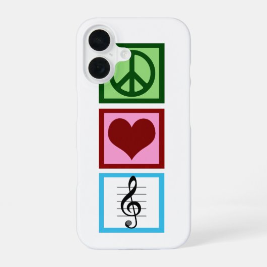 Vrede Liefde Muziek iPhone 16 Hoesje (Achterkant)