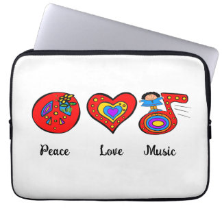 Vrede, liefde, muziek laptop sleeve