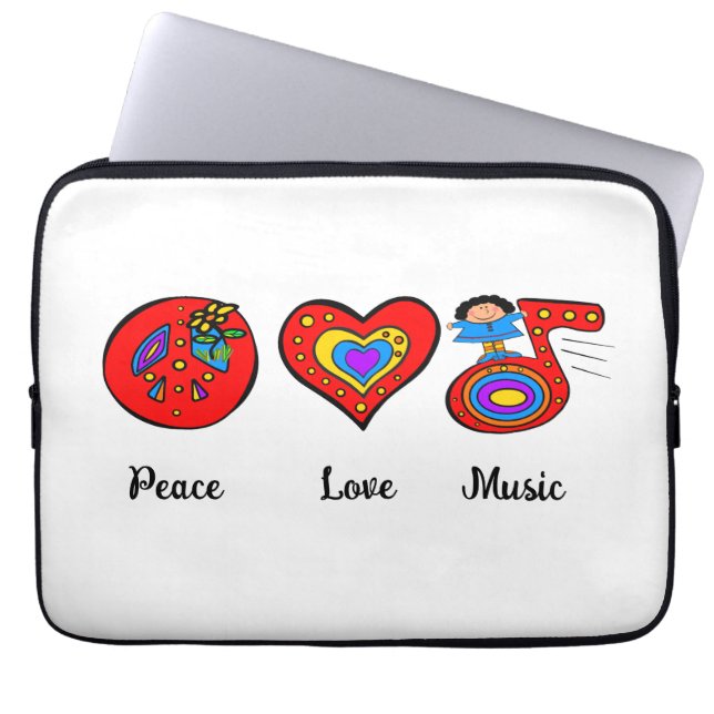 Vrede, liefde, muziek laptop sleeve (Voorkant)
