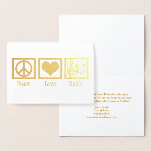 Vrede Liefde Muziek Mooie Muzikant Goud Folie Kaarten (Display)