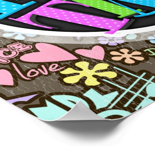 Vrede, liefde, muziek poster (Hoek)