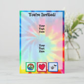 Vrede, liefde, muziek; Tie dye Kaart (Staand voorkant)