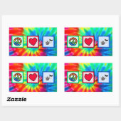 Vrede, liefde, muziek, tie Dye Rechthoekige Sticker (Vel)
