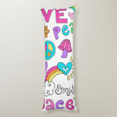 Vrede Liefde Muziek Tiener Lichaam Kussen (Achterkant (Verticaal))