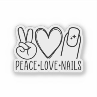 Vrede Liefde Nagels Sticker: Cadeau voor nagelkuns Sticker