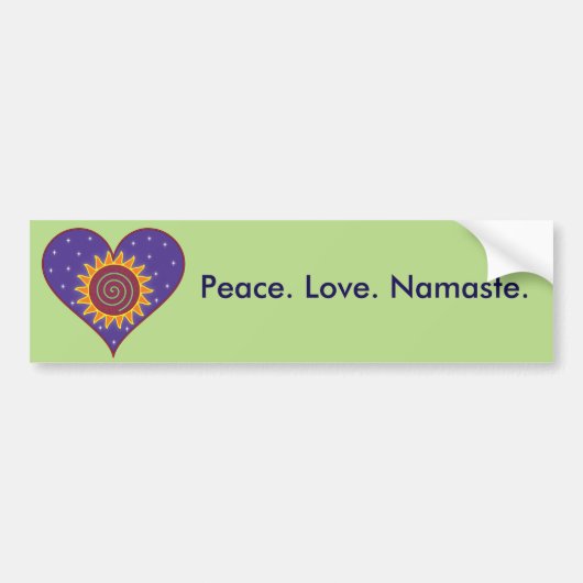 Vrede. Liefde. Namaste. Bumpersticker (Voorkant)