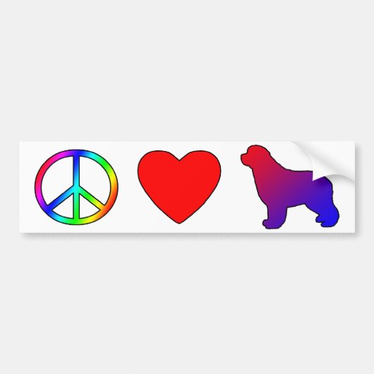 Vrede Liefde Newfoundlanders Bumpersticker (Voorkant)
