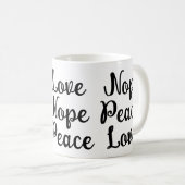 Vrede, Liefde, Nope Grappige zwarte tekst Koffiemok (Voorkant rechts)