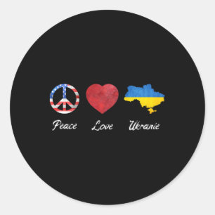 Vrede Liefde Oekraïne Vlag VS Oekraïense Vlag Ronde Sticker