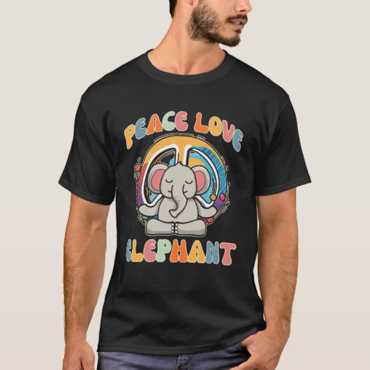 Vrede Liefde Olifant Boar Hippie Yoga Meditatie H T-shirt (Voorkant)