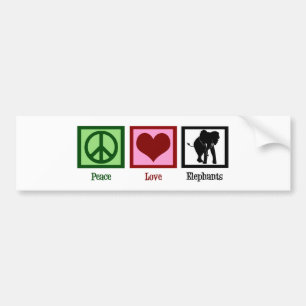Vrede Liefde Olifanten Bumpersticker