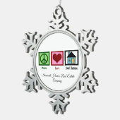 Vrede Liefde Onroerend goed Gepersonaliseerde Kers Tin Sneeuwvlok Ornament (Rechts)