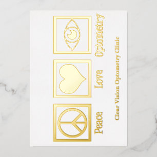 Vrede Liefde Optometrie Aangepaste Oogarts Goud Folie Feestdagenkaart