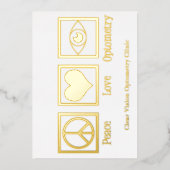 Vrede Liefde Optometrie Aangepaste Oogarts Goud Folie Feestdagenkaart (Voorkant)