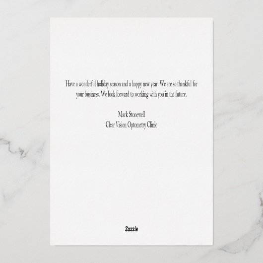 Vrede Liefde Optometrie Aangepaste Oogarts Goud Folie Feestdagenkaart (Achterkant)