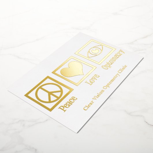 Vrede Liefde Optometrie Aangepaste Oogarts Goud Folie Feestdagenkaart (Gedraaid)