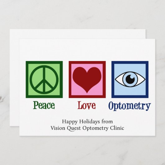 Vrede Liefde Optometrie Aangepaste Optometrist Feestdagenkaart (Voorkant / Achterkant)