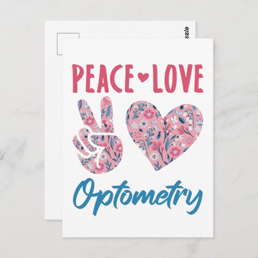 Vrede Liefde Optometrie Optometrist Briefkaart (Voorkant / Achterkant)