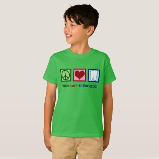Vrede Liefde Orthodontie Kinder T-shirt (Voorkant volledig)