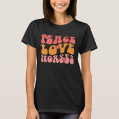 Vrede Liefde Paarden Groovy Retro T-shirt (Voorkant)