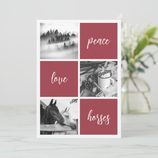 Vrede liefde paarden Paard minnaar Kerstmis Vakant Feestdagenkaart (Staand voorkant)
