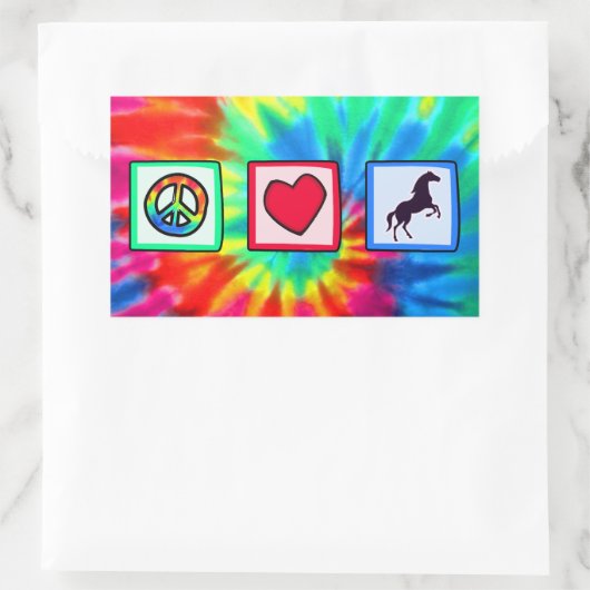 Vrede, liefde, paarden rechthoekige sticker (Tas)
