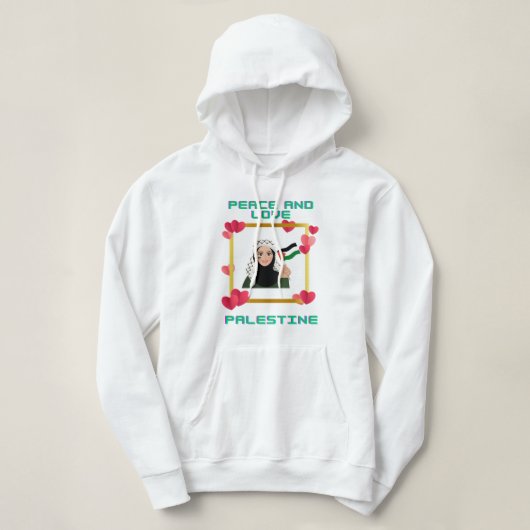 vrede-liefde-Palestina Hoodie (Design voorkant)