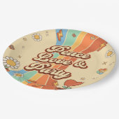 Vrede Liefde Party Retro Regenboog 6e Verjaardag Papieren Bordje (Gekanteld)