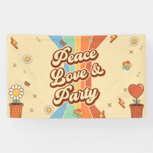 Vrede Liefde Party Retro Regenboog 6e Verjaardag Spandoek
