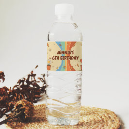 Vrede Liefde Party Retro Regenboog 6e Verjaardag Waterfles Etiket