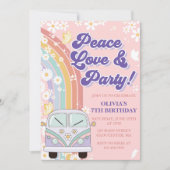 Vrede Liefde Party Retro Regenboog 7e Verjaardag Kaart (Voorkant)