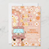 Vrede Liefde Party Retro Regenboog 7e Verjaardag Kaart (Voorkant)