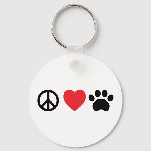 Vrede, Liefde, Paw Button Sleutelhanger (Voorkant)