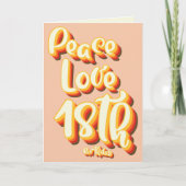 Vrede Liefde Peach Retro Groovy 18e Gelukkige Verj Kaart (Voorkant)
