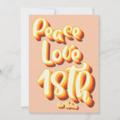 Vrede Liefde Peach Retro Groovy Zonsondergang 18e Kaart (Voorkant)