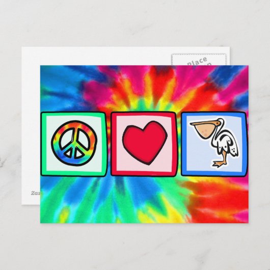 Vrede, liefde, Pelicans Briefkaart (Voorkant / Achterkant)