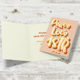 Vrede Liefde Perzik Retro Groovy 18e Verjaardag Kaart