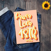 Vrede Liefde Perzik Retro Groovy Zonsondergang 18e Kaart