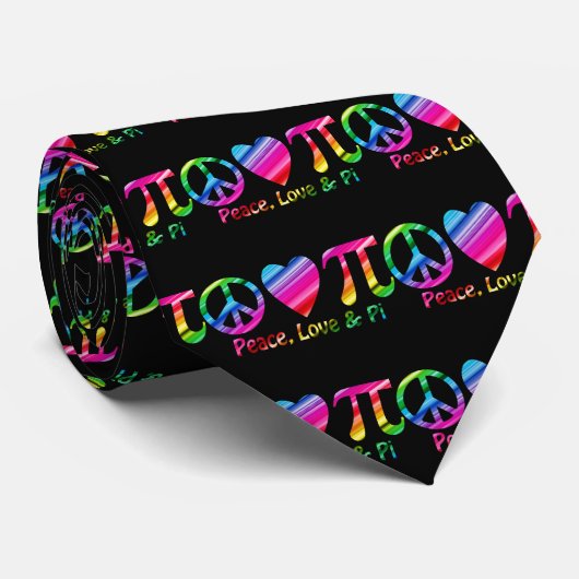 Vrede, liefde, pi-regenboog stropdas (Opgerold)