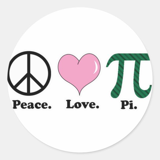 vrede liefde pi ronde sticker (Voorkant)