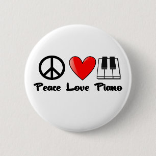 Vrede, liefde, Piano Ronde Button 5,7 Cm