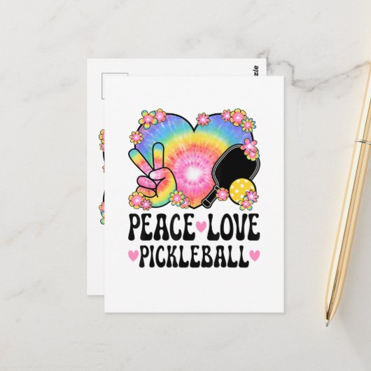 Vrede Liefde Pickleball Briefkaart (Voorkant / Achterkant in situ)