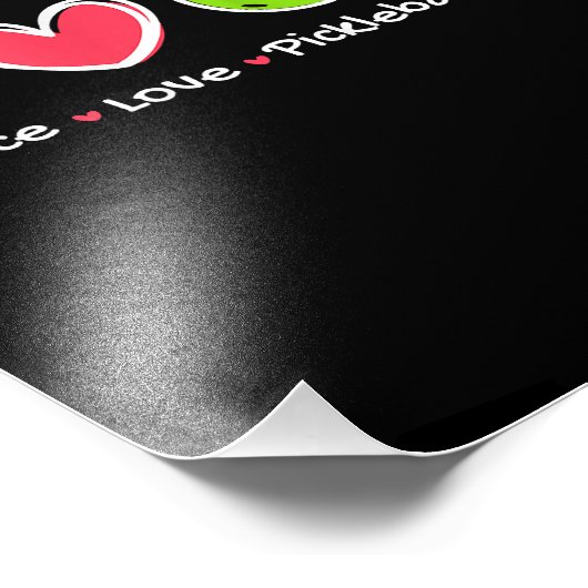 Vrede liefde Pickleball Court spelen houdt van Pic Foto Afdruk (Hoek)