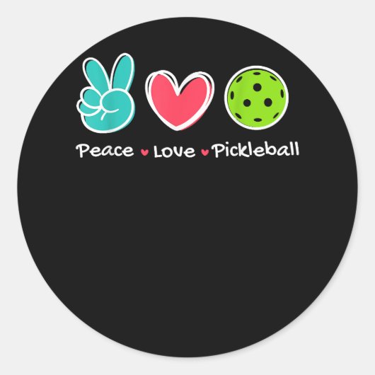 Vrede liefde Pickleball Court spelen houdt van Pic Ronde Sticker (Voorkant)