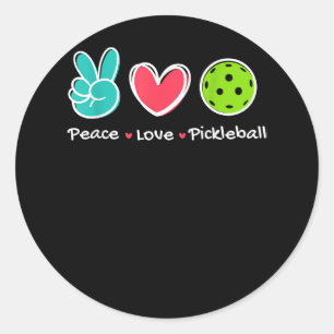 Vrede liefde Pickleball Court spelen houdt van Pic Ronde Sticker
