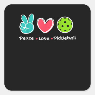 Vrede liefde Pickleball Court spelen houdt van Pic Vierkante Sticker