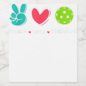 Vrede liefde Pickleball Court spelen houdt van Pic Wijn Etiket (Enkel label)