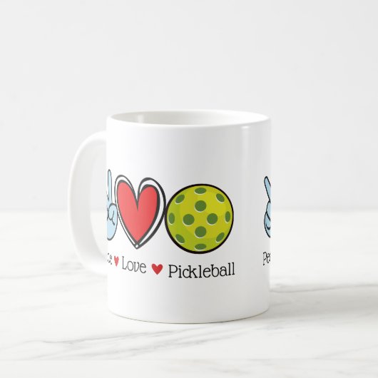 Vrede Liefde Pickleball Koffie Mok (Voorkant links)